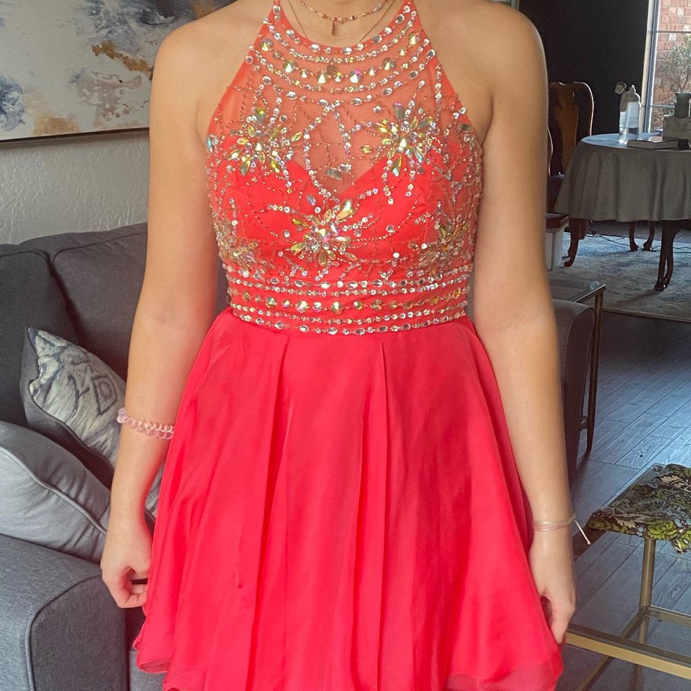 Blush Prom Coral Halter Dress
